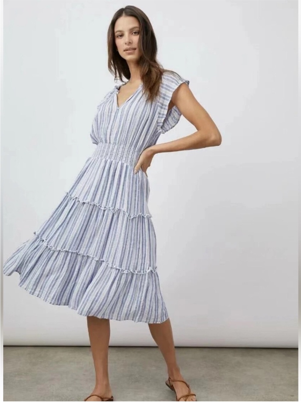 Rails Blue and White Striped Maxi Dress Amelia New Haven Striped L
